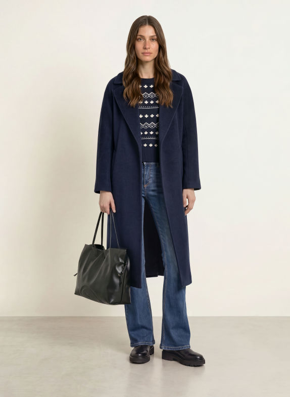 WEEKEND Max Mara TEMPERA-Mantel in gemengde stoffen DONKERBLAUW