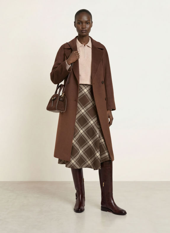 WEEKEND Max Mara Rock LANOSO in Wickeloptik DUNKELBRAUN / CREME / TAUPE