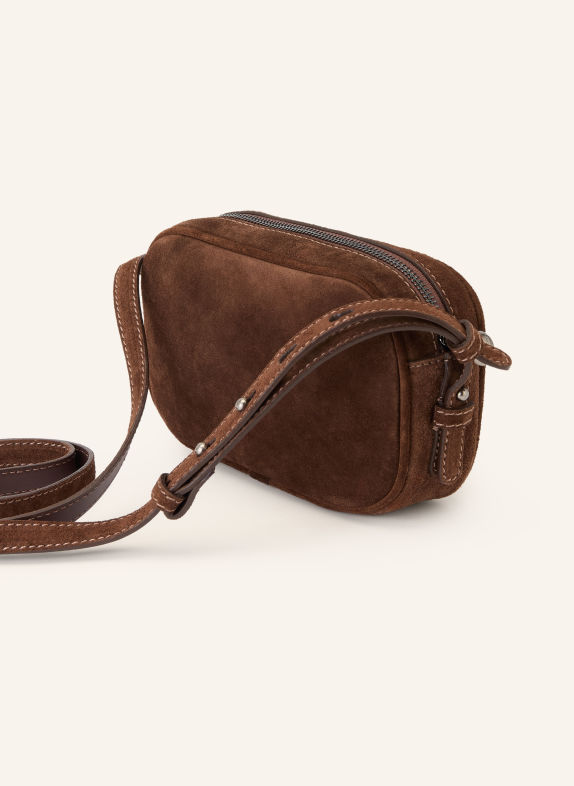 WEEKEND Max Mara STRUZZO Crossbody Bag DARK BROWN / SILVER