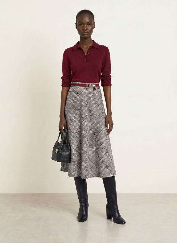 S Max Mara BETA Skirt with Rhinestones DARK BLUE / CREAM / DARK RED
