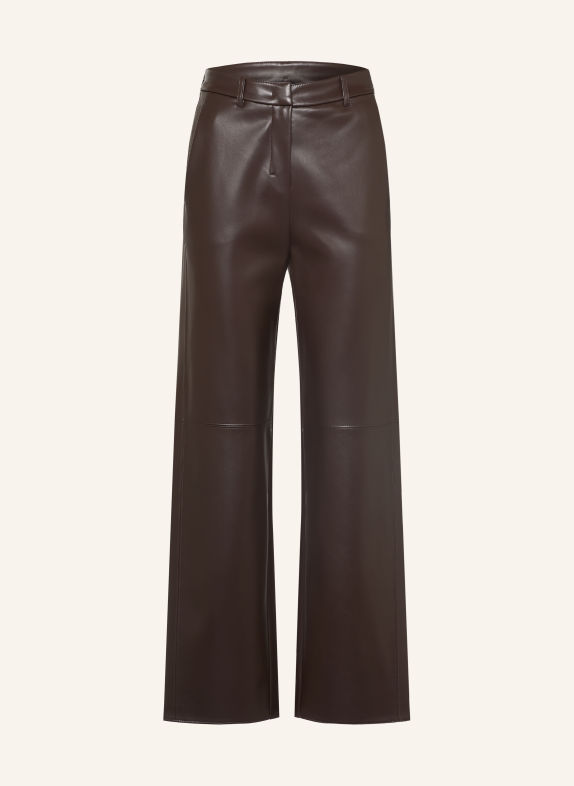 S Max Mara SOSPIRO-broek in leerlook MARRON FONCÉ