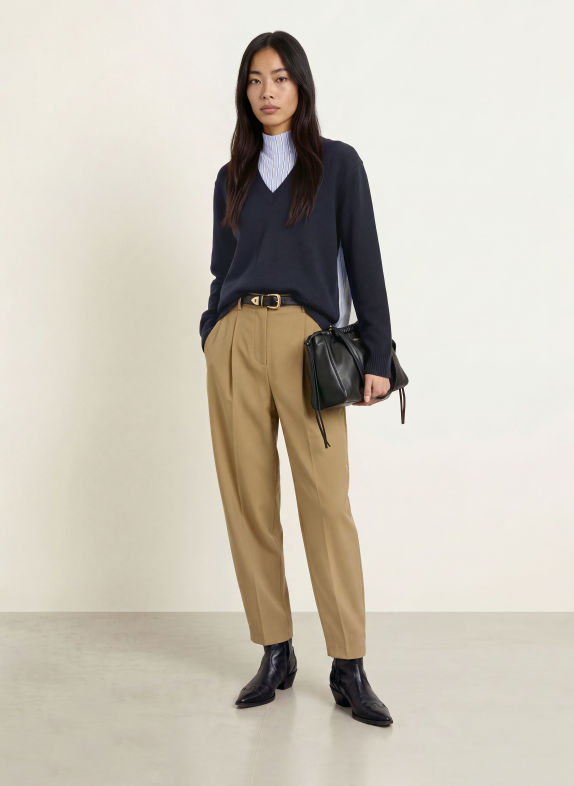MAX & Co. Sweter LUSSO z mieszanki materiałów GRANATOWY / JASNONIEBIESKI / BIAŁY