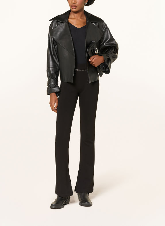 HUGO Bootcut broek NENRIETTA van jersey ZWART