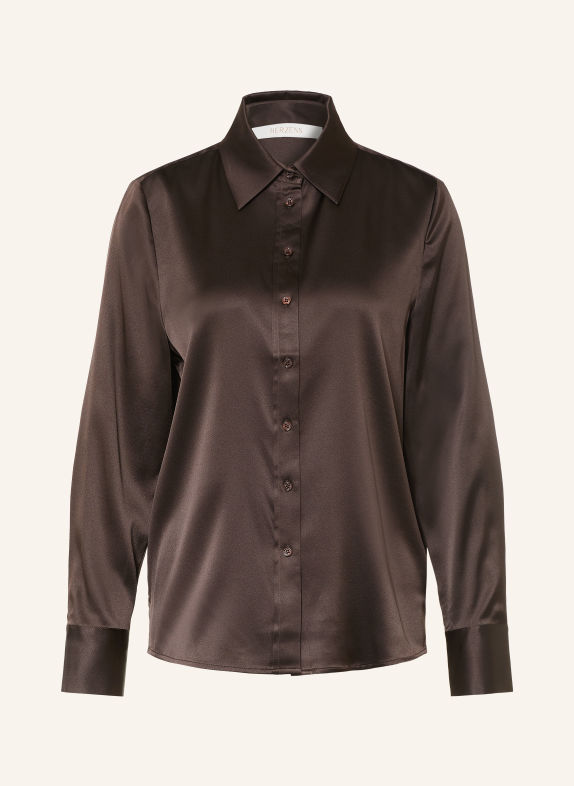 HERZENS Blusenshirt mit Seide DUNKELBRAUN