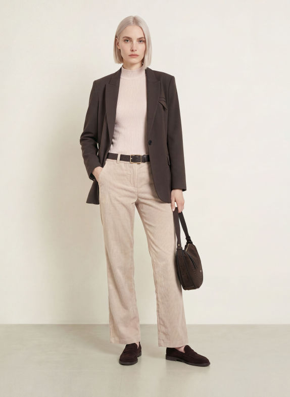 Betty Barclay Corduroy wide-leg trousers BEIGE