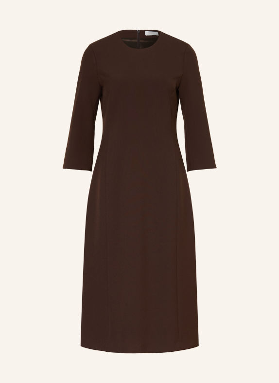 PESERICO Kleid mit 3/4-Arm und Schmucksteinen DUNKELBRAUN