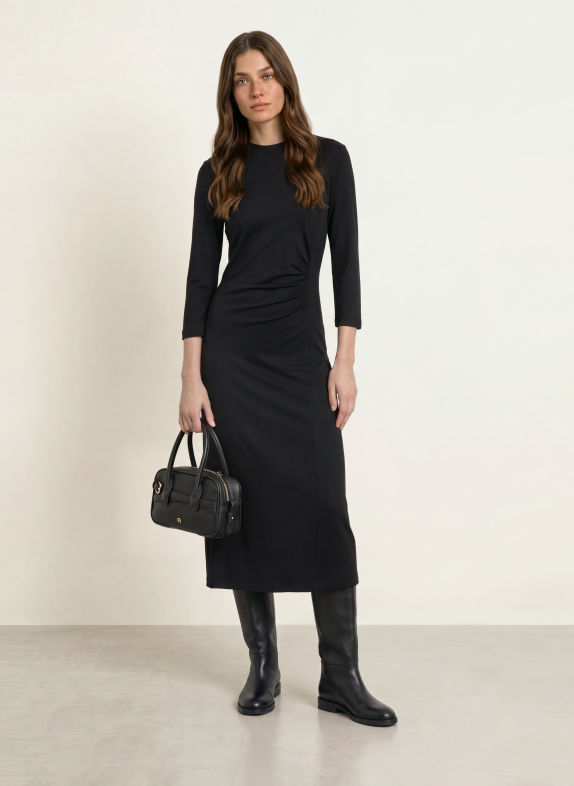 PESERICO Jerseykleid mit 3/4-Arm SCHWARZ