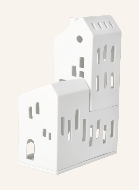 RÄDER Figurină decorativă „LICHTHAUS” – Casa stivuită cu ferestre dansante ALB
