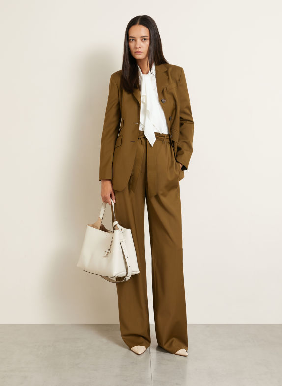 Max Mara Bluzka z kokardą LECCIO z jedwabiu BIAŁY