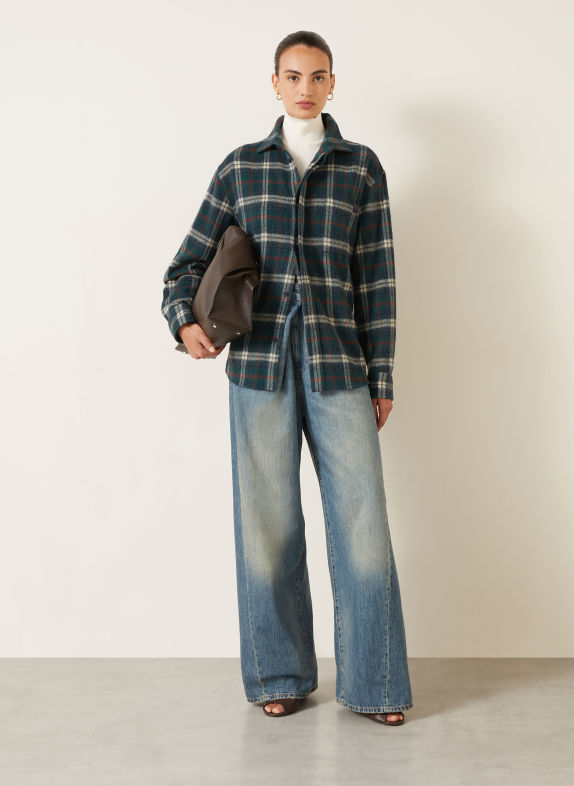 DARKPARK ETHAN-overhemdblouse van flanel DONKERGROEN / ROOD / WIT