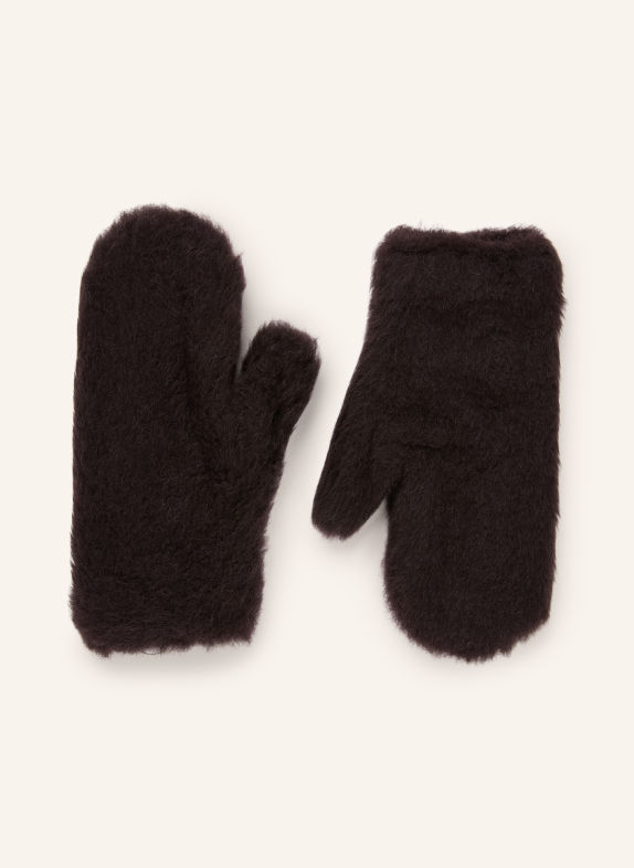 Max Mara OMBRATO Mittens with Cashmere DARK BROWN