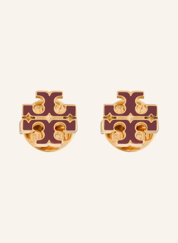 TORY BURCH Ohrstecker ICON GOLD / DUNKELROT