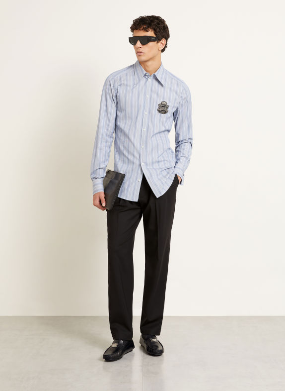 DOLCE & GABBANA Skjorta, extra slim fit BLÅGRÅ / LJUSBLÅ / MÖRKBLÅ
