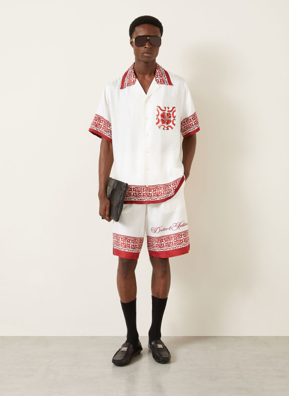 DOLCE & GABBANA Resort-overhemd Comfort Fit WIT / DONKERROOD