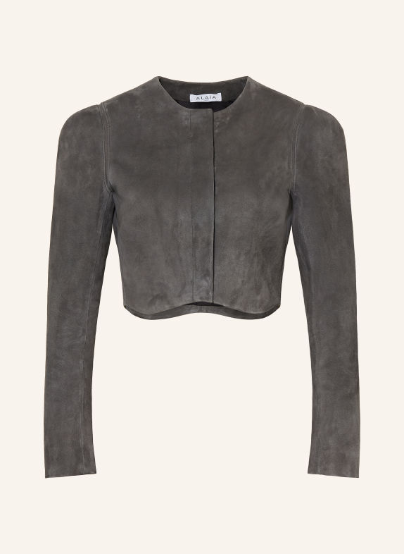 ALAÏA Veste en cuir courte GRIS FONCÉ