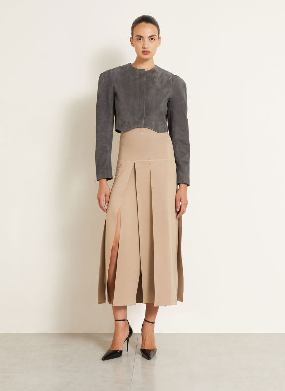 ALAÏA Jerseyrock mit Seide BEIGE