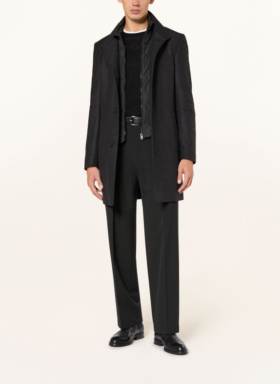 BOSS HYDE wool coat with removable trim DARK GRAY / GRAY