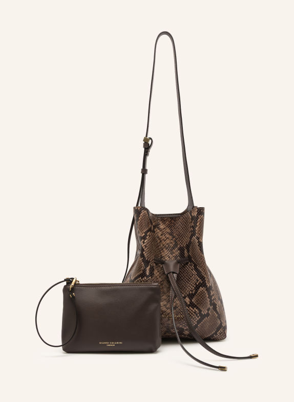 GIANNI CHIARINI Beuteltasche SIENNA mit Pouch BRAUN / DUNKELBRAUN / BEIGE