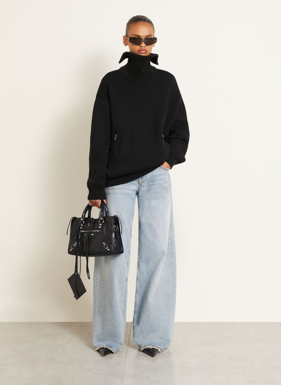 BALENCIAGA Torebka LE CITY SMALL CZARNY / SREBRNY