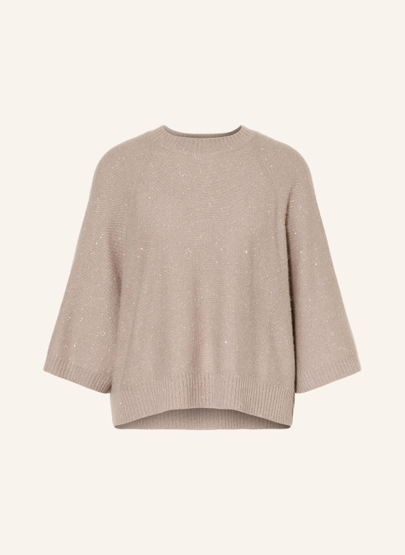 FABIANA FILIPPI Pullover mit 3/4-Arm und Pailletten TAUPE / GOLD