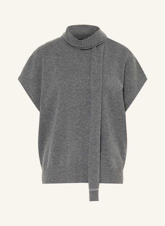 FABIANA FILIPPI Gebreid shirt met merinowol en sierstenen DONKERGRIJS