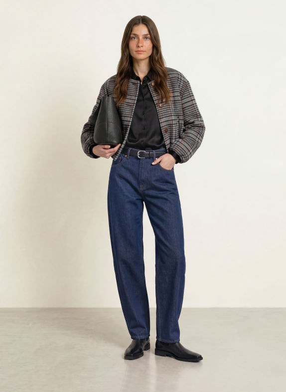 IQ STUDIO Bomber jacket DARK GRAY / LIGHT GRAY / SALMON