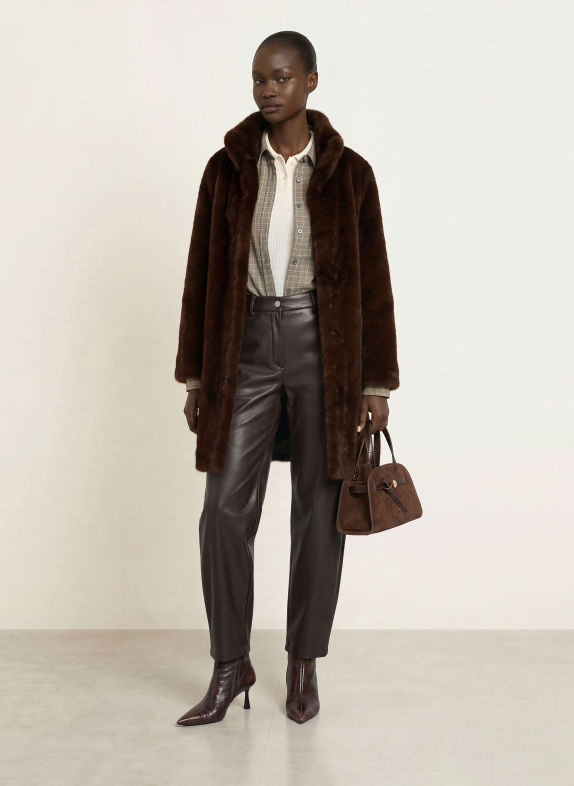 IQ STUDIO Faux Fur Coat BROWN