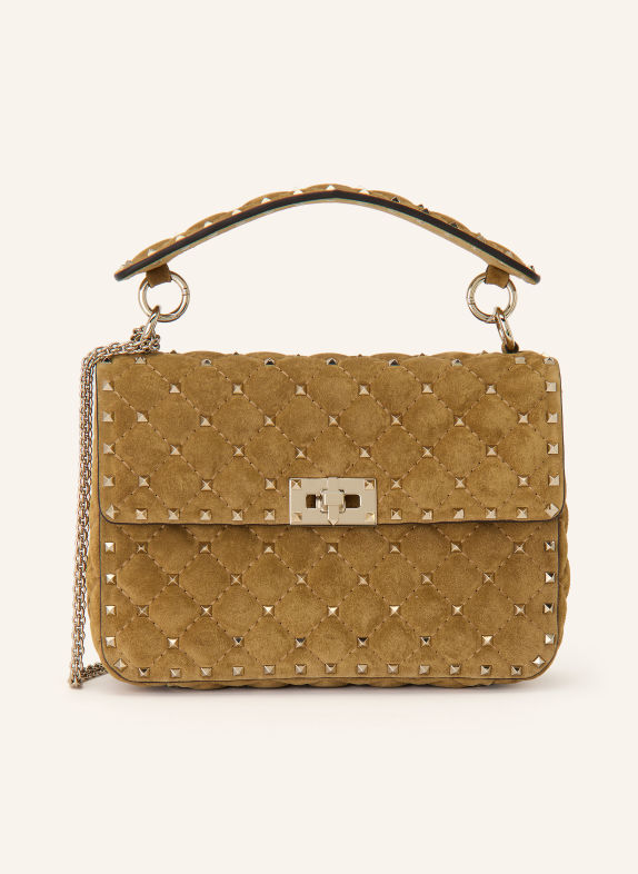 VALENTINO GARAVANI Umhängetasche ROCKSTUD SPIKE MEDIUM mit Nieten BEIGE / GOLD