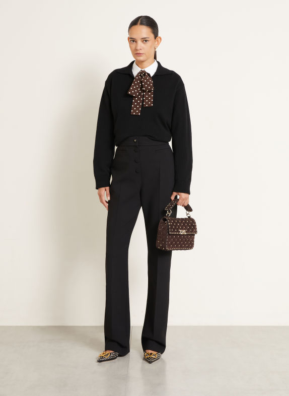 VALENTINO GARAVANI Umhängetasche ROCKSTUD SPIKE MEDIUM mit Nieten DUNKELBRAUN / GOLD