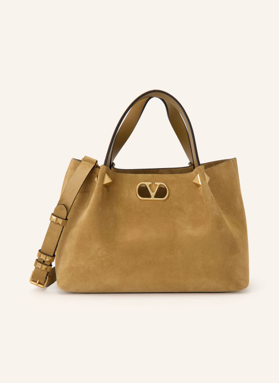 VALENTINO GARAVANI Handtas VLOGO SIGNATURE SMALL met studs BEIGE / GOUD