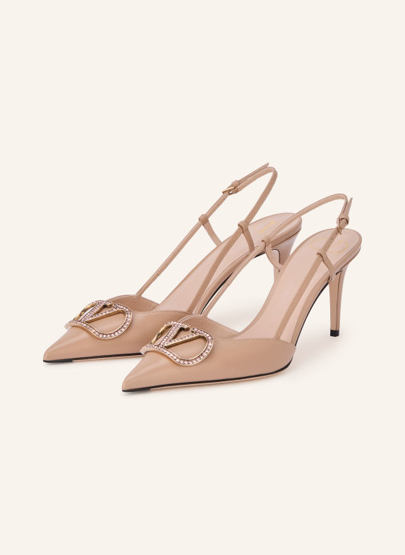 VALENTINO GARAVANI VLOGO SIGNATURE Slingback pumps with Rhinestones ROSE