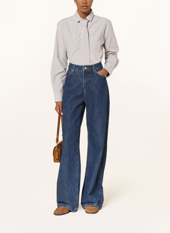 Soluzione Overhemdblouse BLAUWGRIJS / LICHTBRUIN / WIT