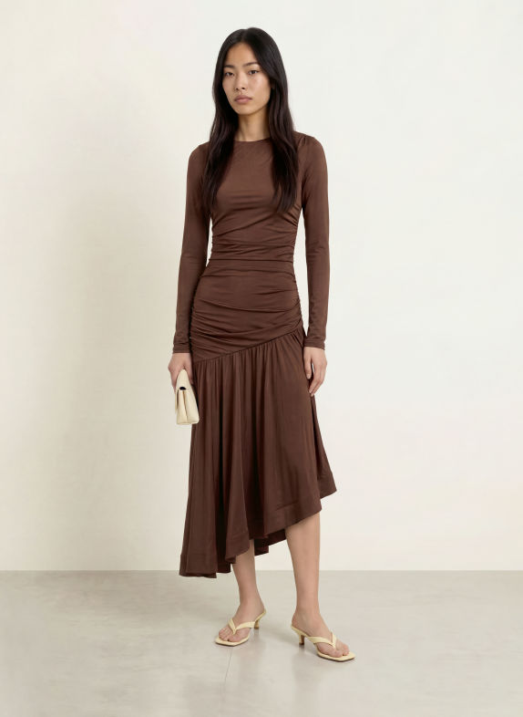 MALINA Robe de soirée LIONELLE en jersey MARRON FONCÉ