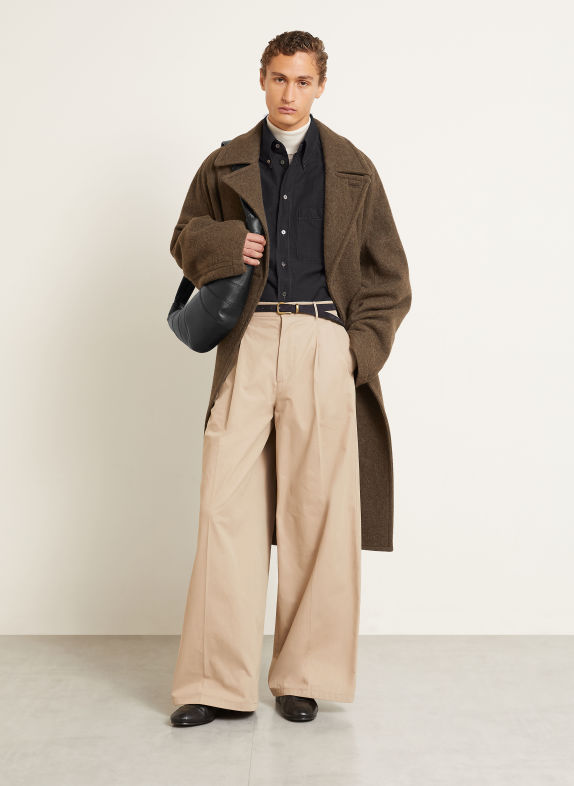 LEMAIRE Comfort Fit Shirt in a Denim Look with Linen DARK GRAY