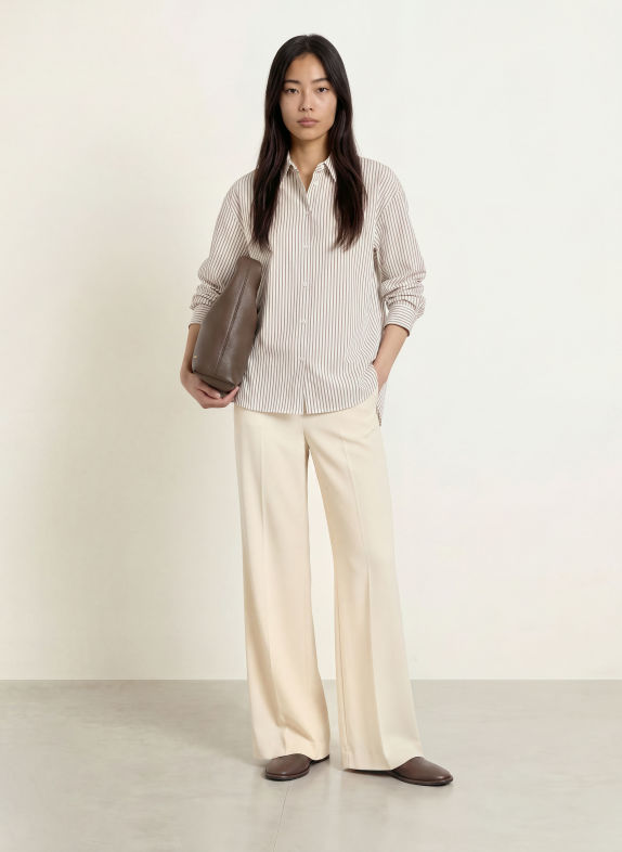 CINQUE Skjortebluse CITARINA HVID / KHAKI / SORT