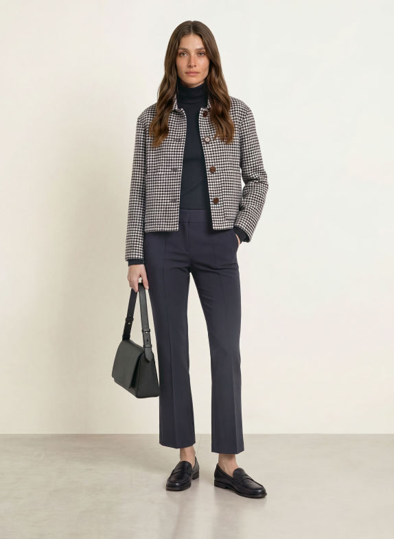 pamela henson PHJOSKE Boxy Jacket DARK BLUE / DARK BROWN / BEIGE