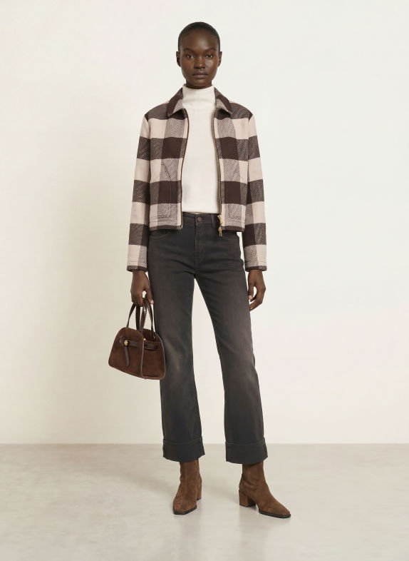 pamela henson PHIRIS Boxy Jacket DARK BROWN / LIGHT BROWN / BEIGE