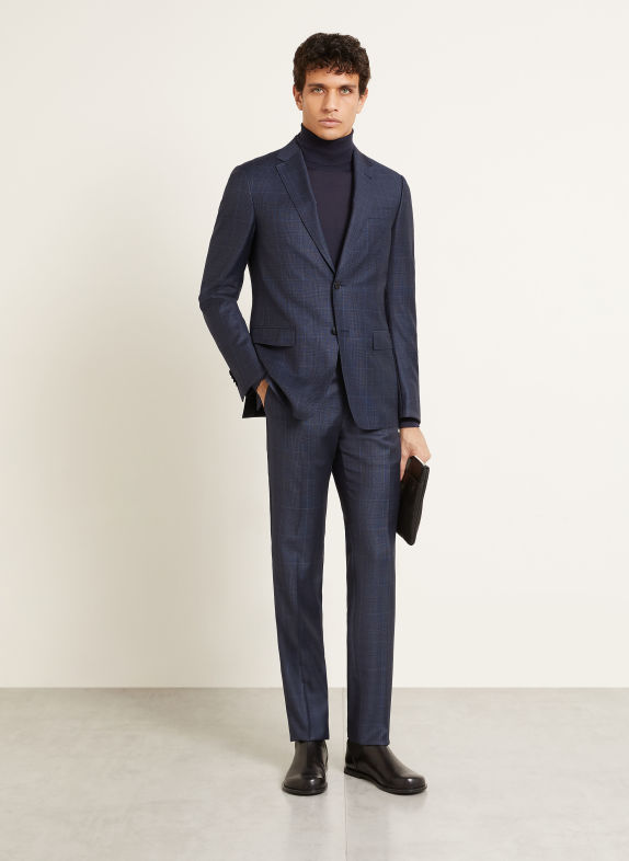 ZEGNA Oblek DROP 7 Slim Fit TMAVĚ MODRÁ / MODRÁ