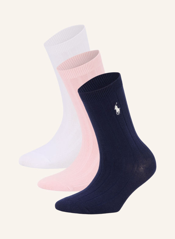POLO RALPH LAUREN 3-pack strumpor VIT / ROSA / MÖRKBLÅ