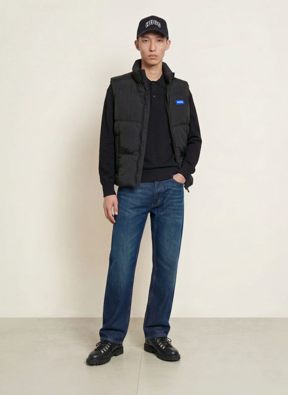 HUGO Strick-Poloshirt SAN PETTY Oversized Fit SCHWARZ