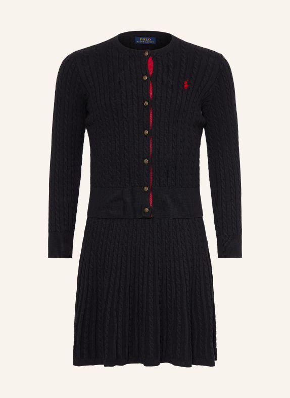 POLO RALPH LAUREN Set: cardigan și fustă din tricot NEGRU