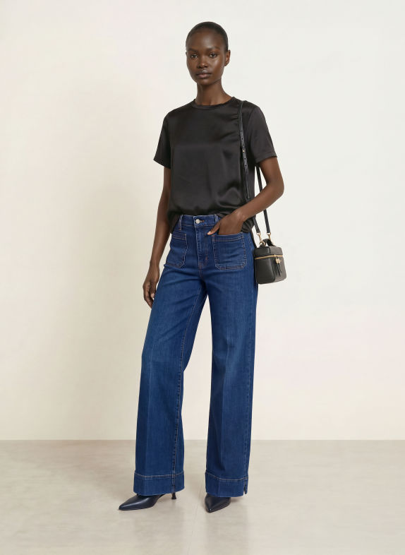 ottod'ame Chemisier LUISA en satin NOIR