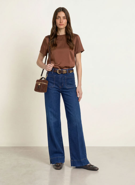 ottod'ame Chemisier LUISA en satin MARRON