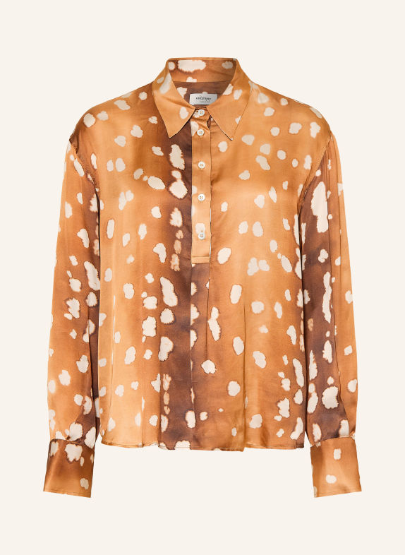 ottod'ame Blusenshirt aus Satin COGNAC / HELLBRAUN