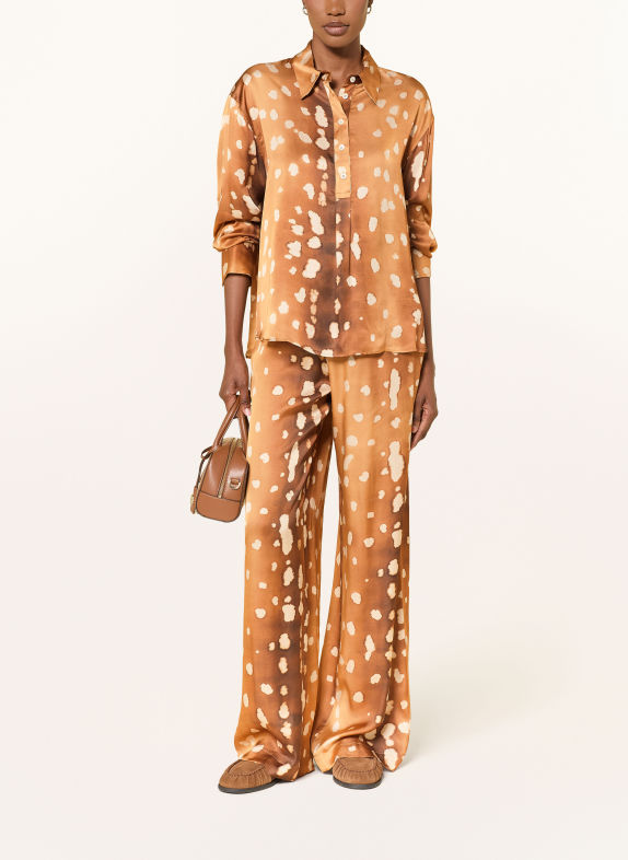 ottod'ame Satijnen blouseshirt COGNAC / LICHTBRUIN