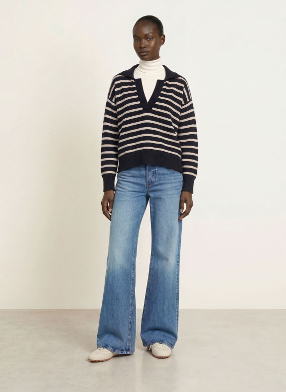 ottod'ame Pull BLEU FONCÉ / BLANC