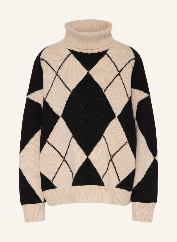 ottod'ame Turtleneck sweater with glitter yarn BEIGE / BLACK