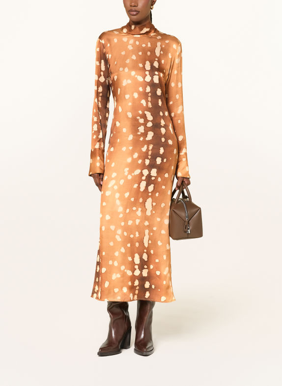 ottod'ame Satin dress CAMEL / BROWN / ECRU