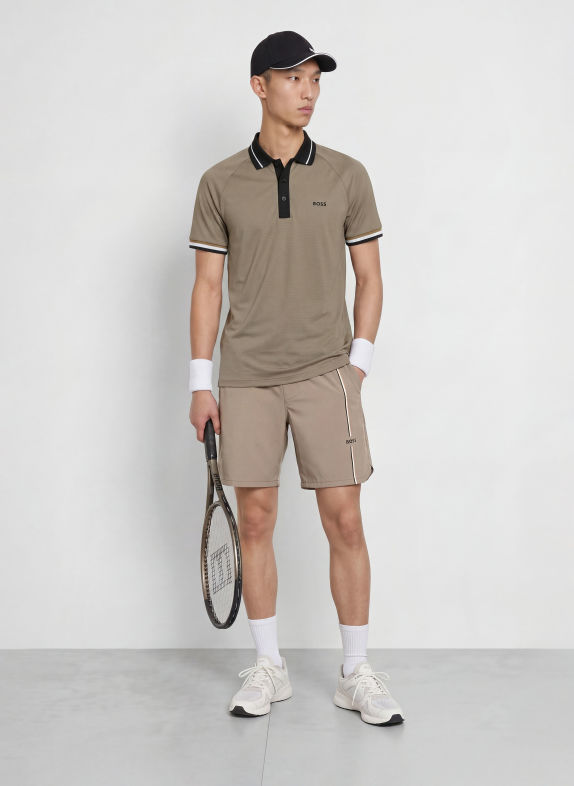 BOSS Functioneel poloshirt TOC COURT Slim Fit BEIGE / WIT / ZWART