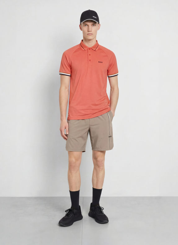 BOSS Functioneel poloshirt TOC COURT Slim Fit LICHTROOD / WIT / ZWART